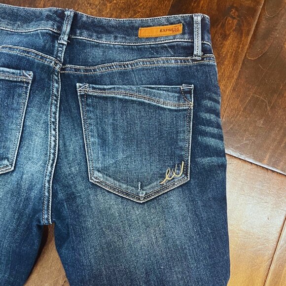 Express Jeans Stella Low Rise Leggings Regular Fit 10S Petite Dark Wash Skinny - Picture 8 of 8
